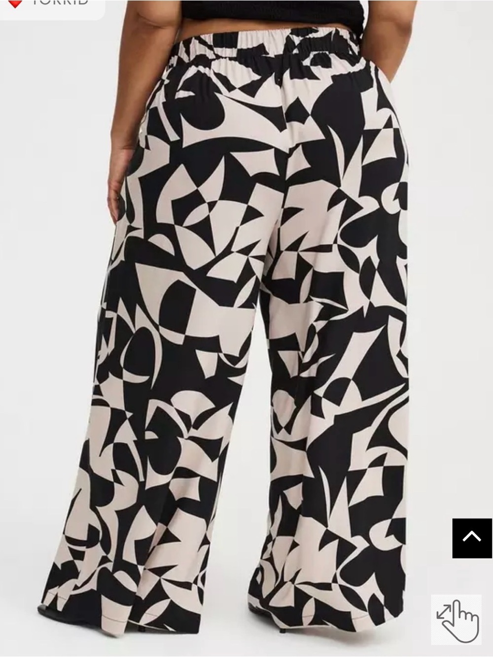 NWT Torrid Black & Cream Abstract Wide-Leg Pants - Picture 2 of 7